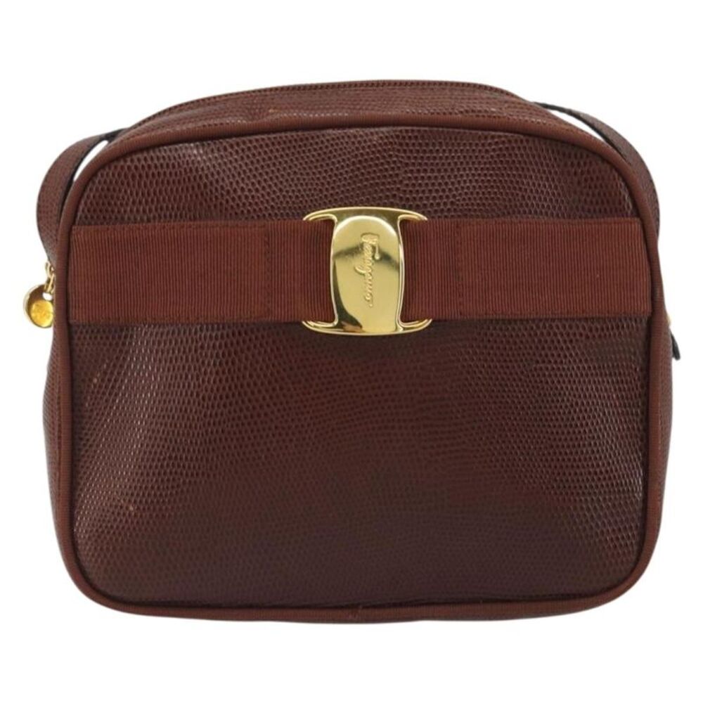 Salvatore Ferragamo Vara Bow Camera Leather Brown Leather Shoulder Bag Bag